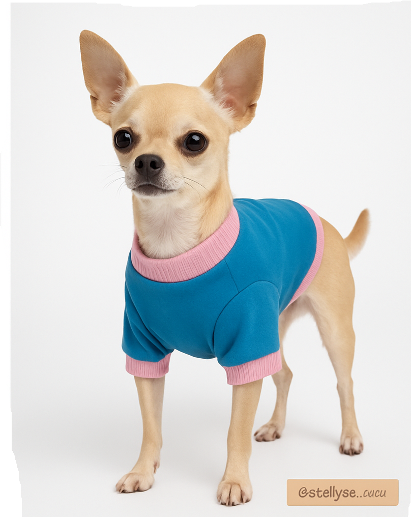 Küçük Irk Köpek Sweatshirt – Mavi Pembe Pamuklu