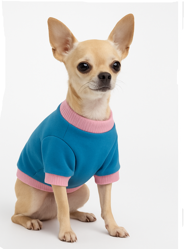 Küçük Irk Köpek Sweatshirt – Mavi Pembe Pamuklu